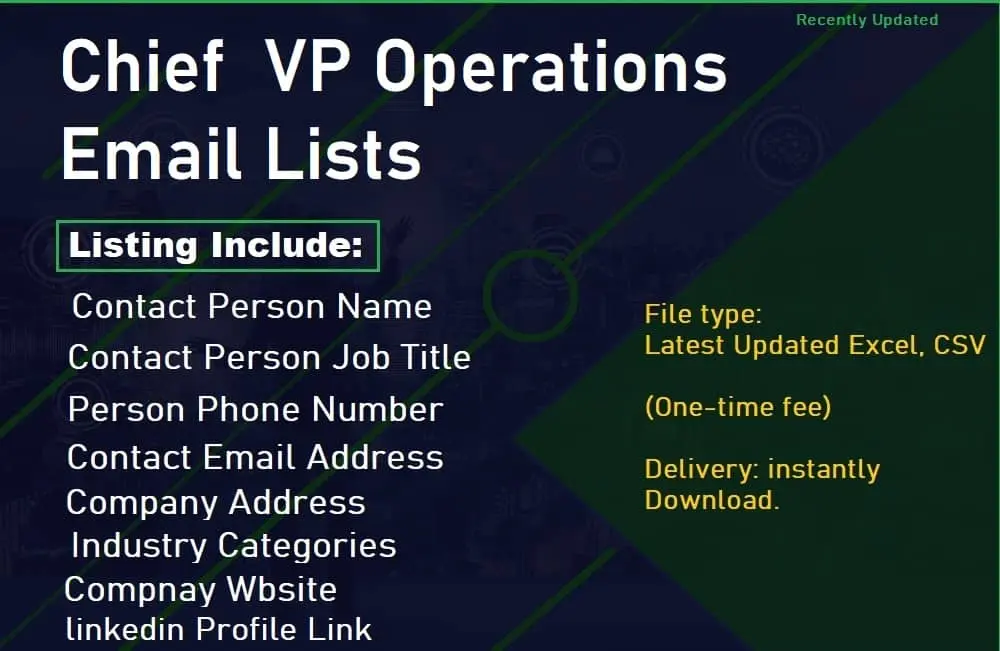 Chief VP Operations Email Lists