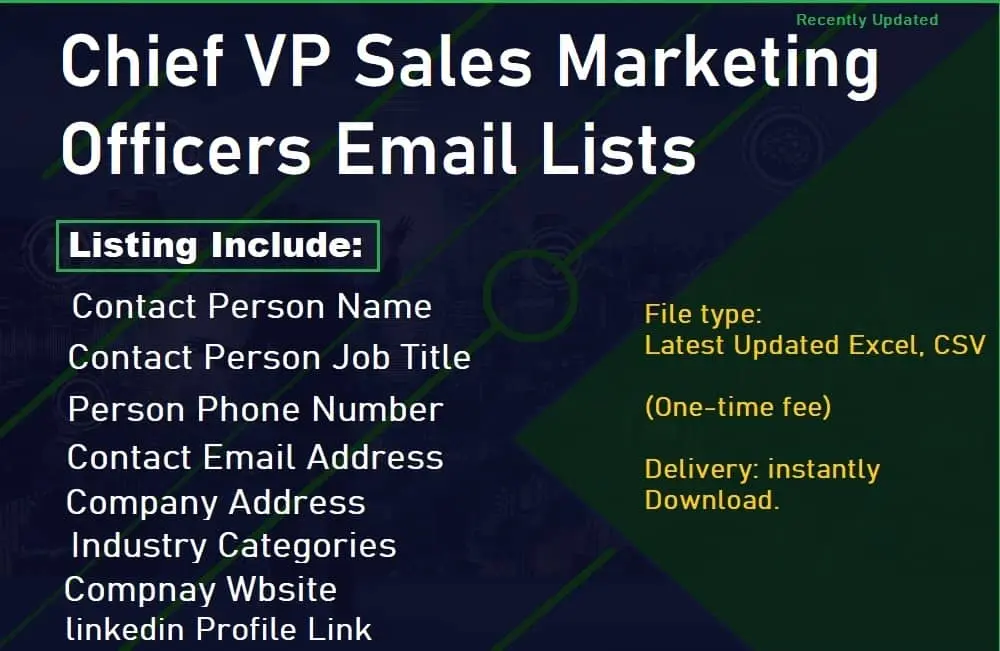 Chief VP Sales Marketing Officers Email Lists