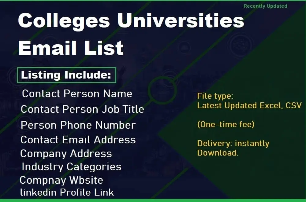 College and Universities Email List