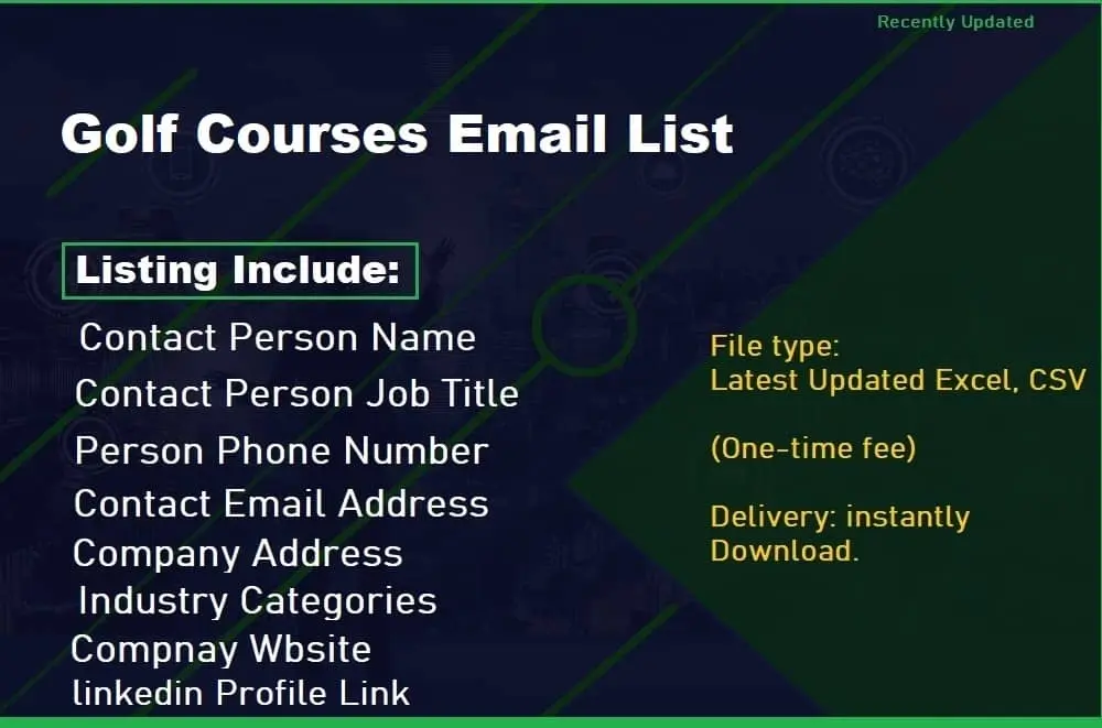 Golf Courses Email List