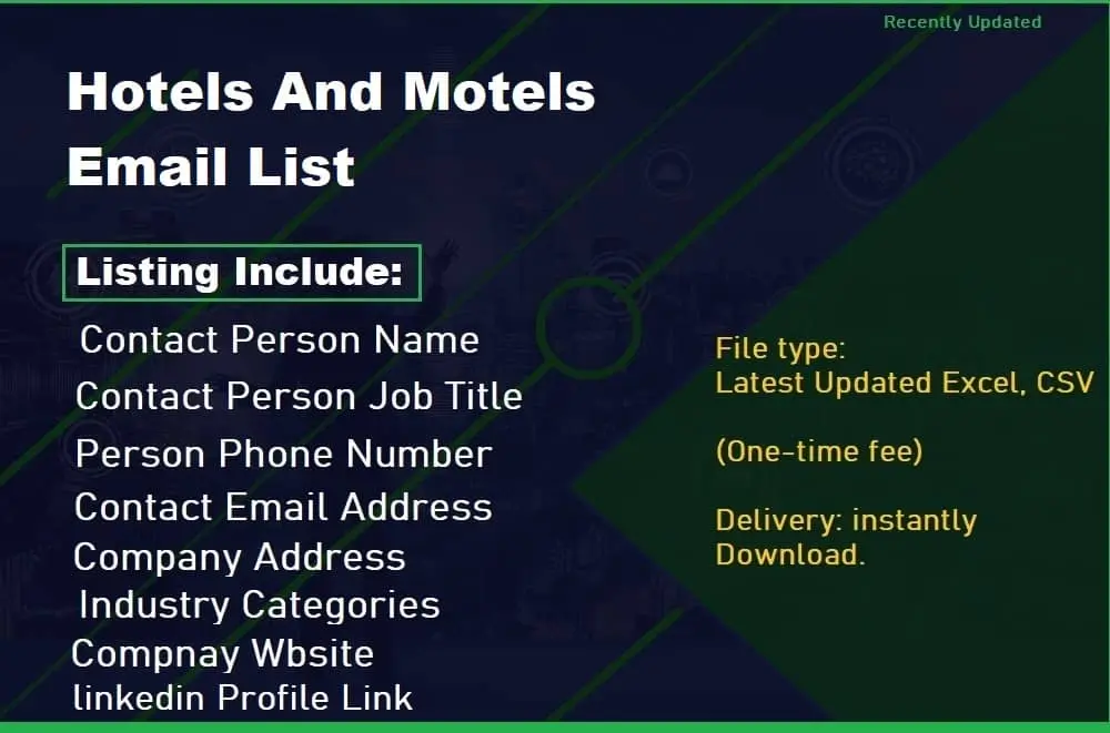 Hotels And Motels Email List