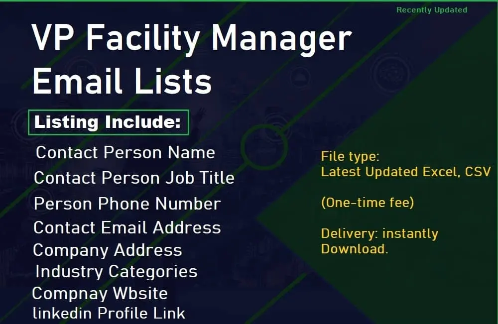 VP Facility Managers Email Lists