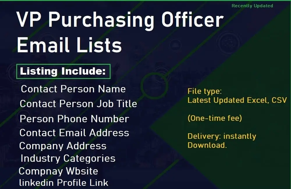 VP Purchasing Officer Email Lists